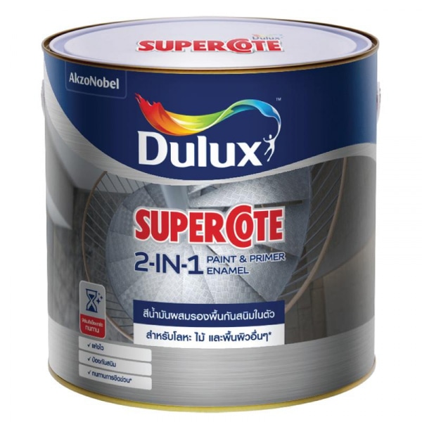 Dulux ซูเปอร์โคทสีน้ำมัน 2in1 ขนาด 1 ลิตร สีขาวเงา
