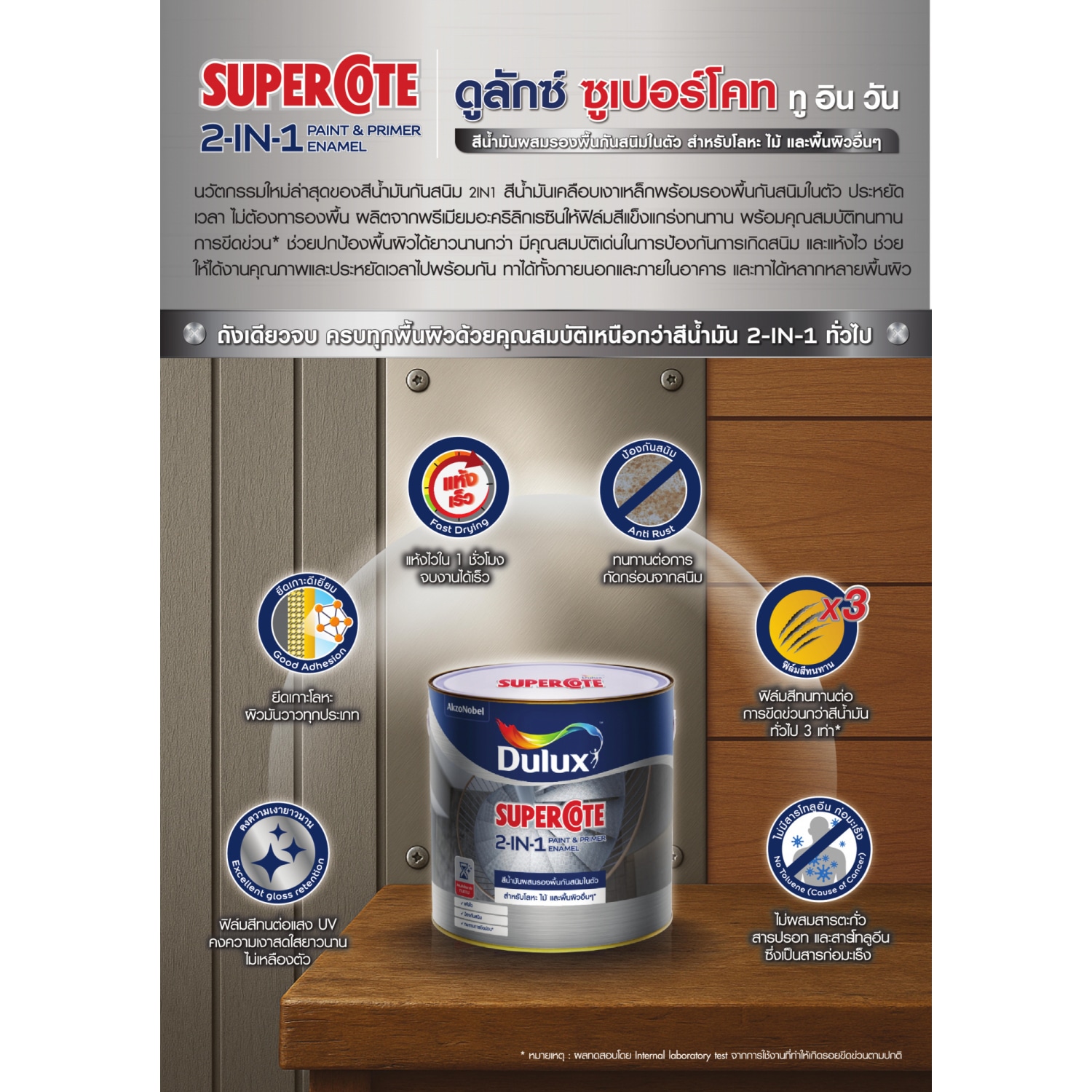Dulux ซูเปอร์โคทสีน้ำมัน 2in1 ขนาด 1 ลิตร สีขาวเงา