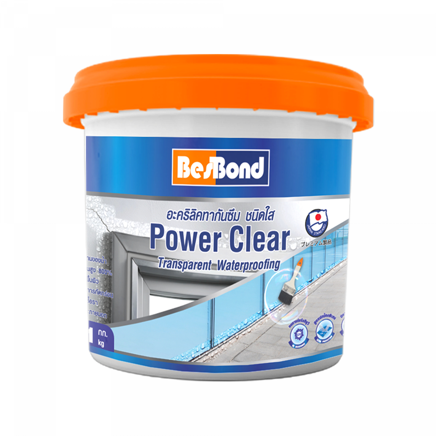 BESBOND พาวเวอร์เคลียร์ อะคริลิคทากันซึม 1 กก. สีใส