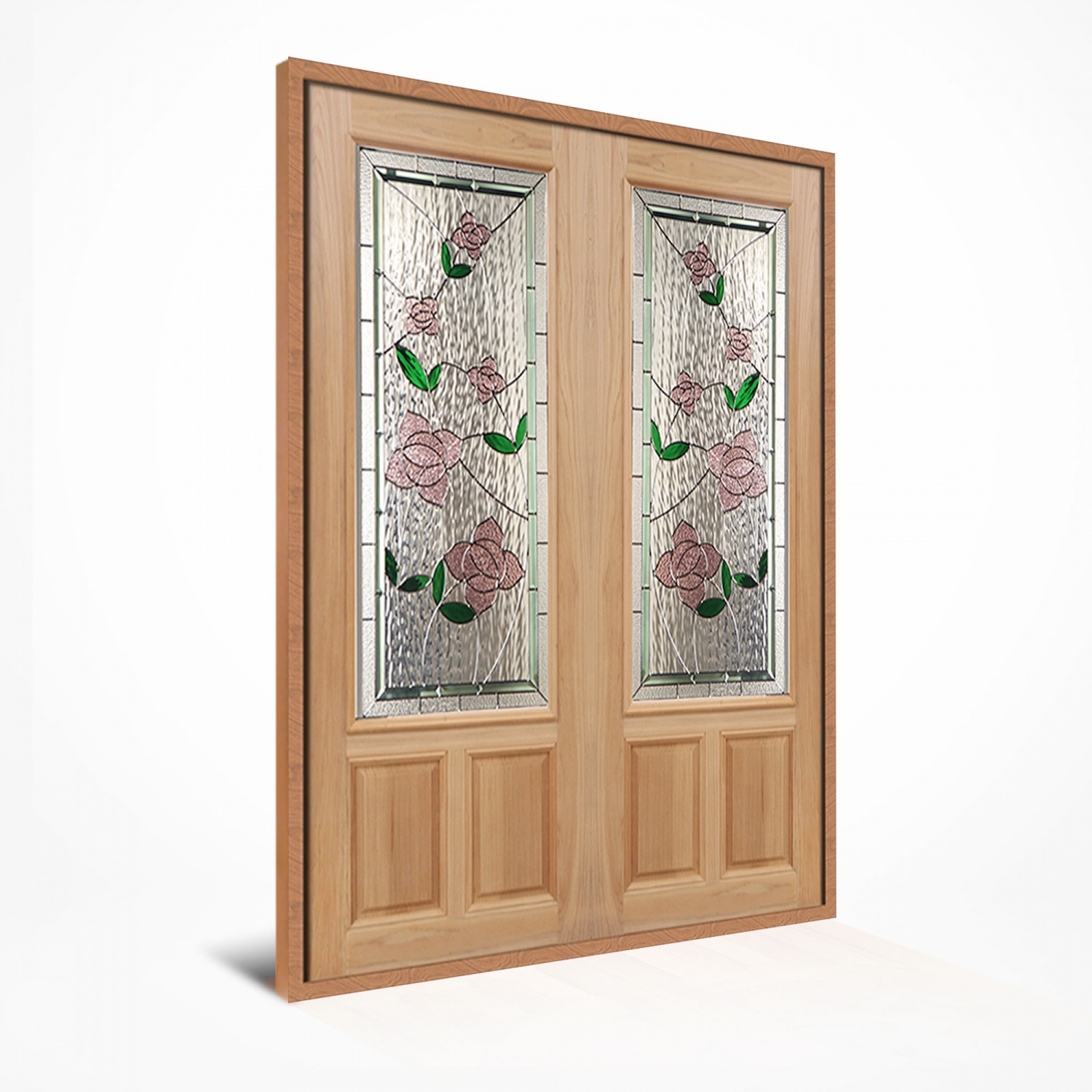 Mazter Door ประตูไม้สยาแดง SET 1 LOTUS-09 ขนาด 160x200 ซม. (ไม่มีธรณี)