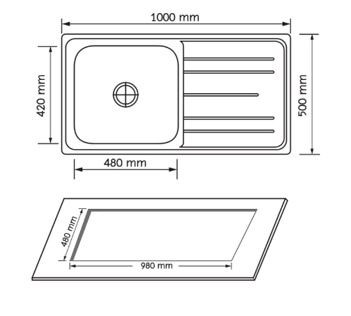 AXIA อ่างล้างจาน 1 หลุม 1 ที่พัก รุ่น PP 10050