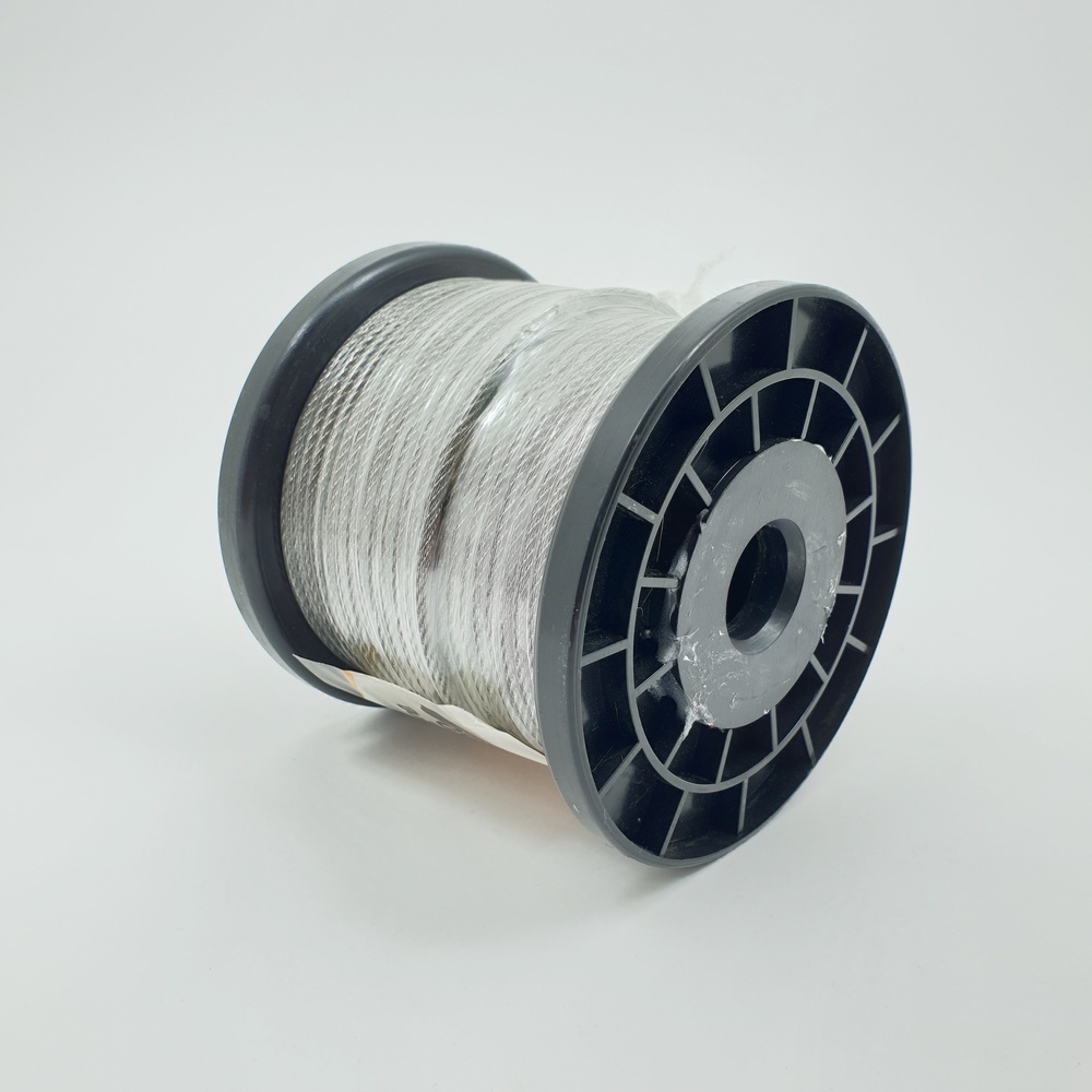 ลวดสลิงสแตนเลส หุ้ม PVC ใส ขนาด 2.5 มิล 7x7 ยาว 30 เมตร