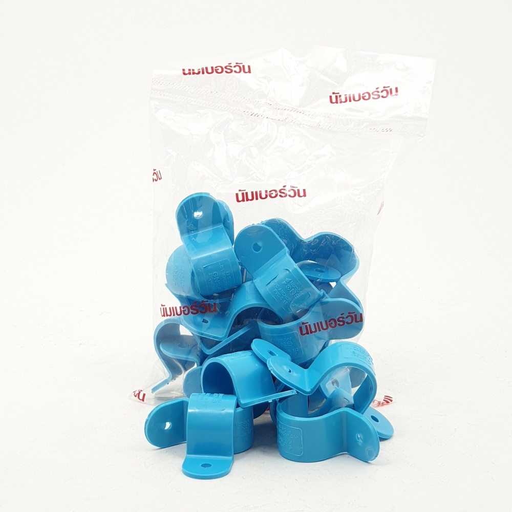 NUMBER ONE กิ๊บจับท่อ 1/2"(18) ชั้น 8.5 (แพ็ค 20) สีฟ้า