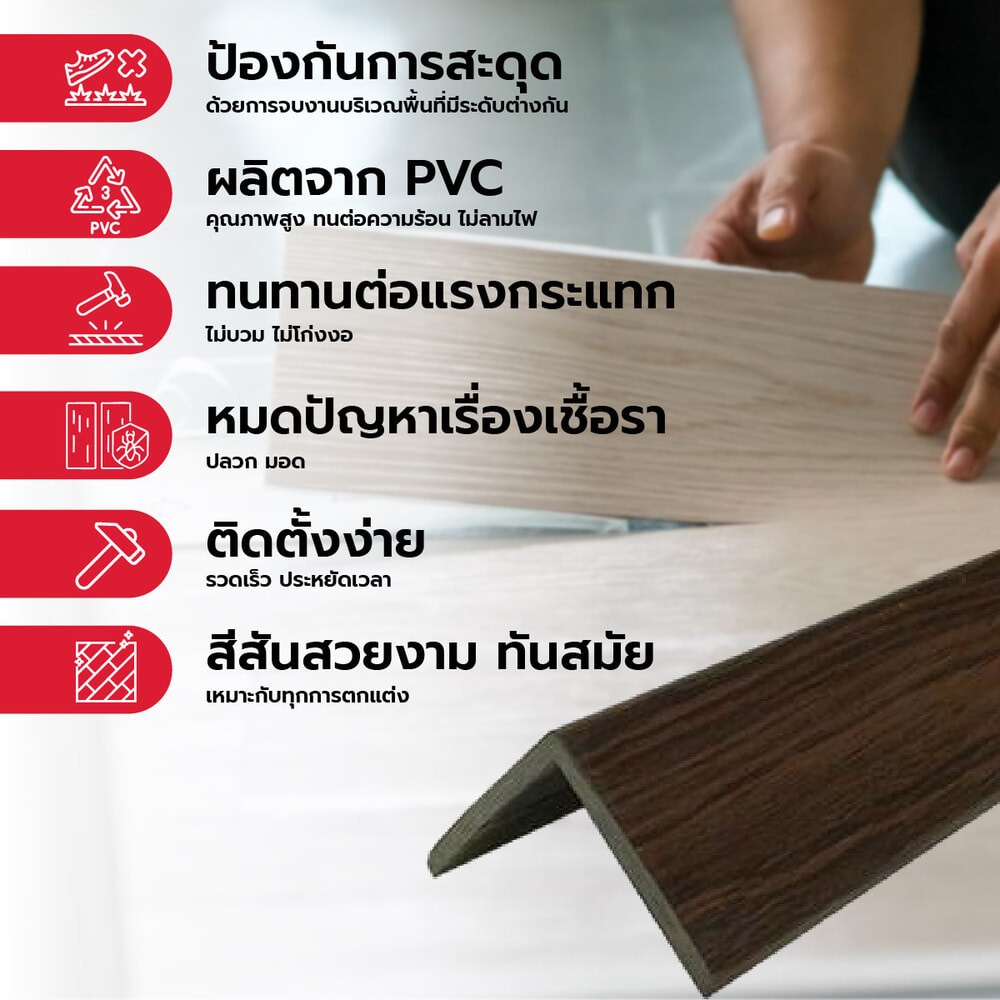 MAC ครอบฉากPVC T2 ขนาด25x25มม. ความยาว 2 เมตร Dwg.19A051V สีวอลนัท328