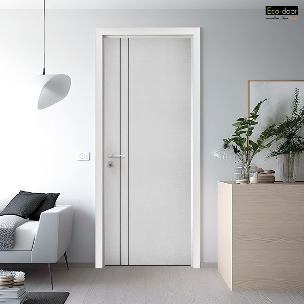 ECO-DOOR ประตูภายใน UPVC เอ็กซ์ทรูชั่น รุ่น PE4 ขนาด 80x200 ซม. สีขาว (เจาะลูกบิด)