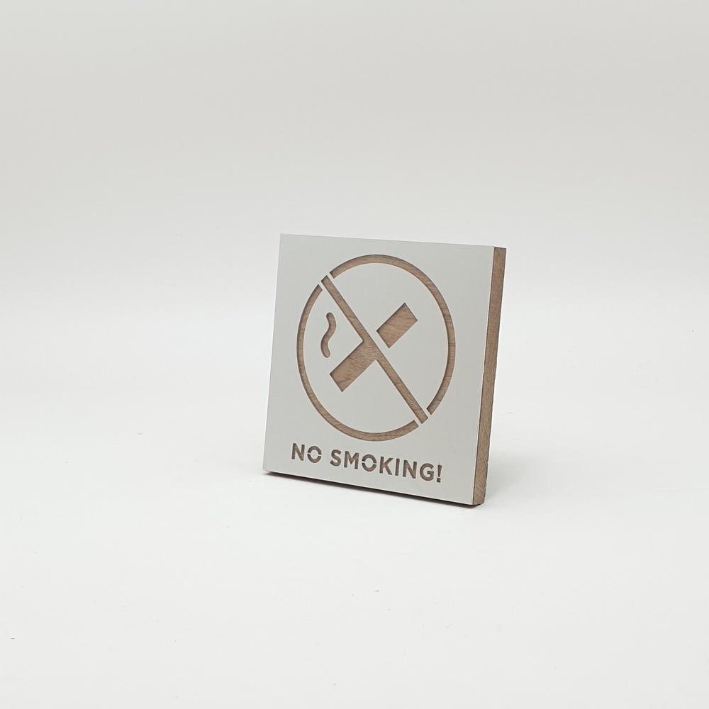 ป้ายอลูฯประกบไม้ CSWSS-003 NO SMOKING ขนาด9x9ซม.