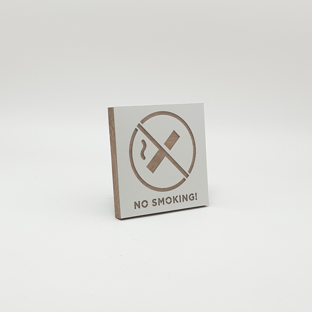 ป้ายอลูฯประกบไม้ CSWSS-003 NO SMOKING ขนาด9x9ซม.