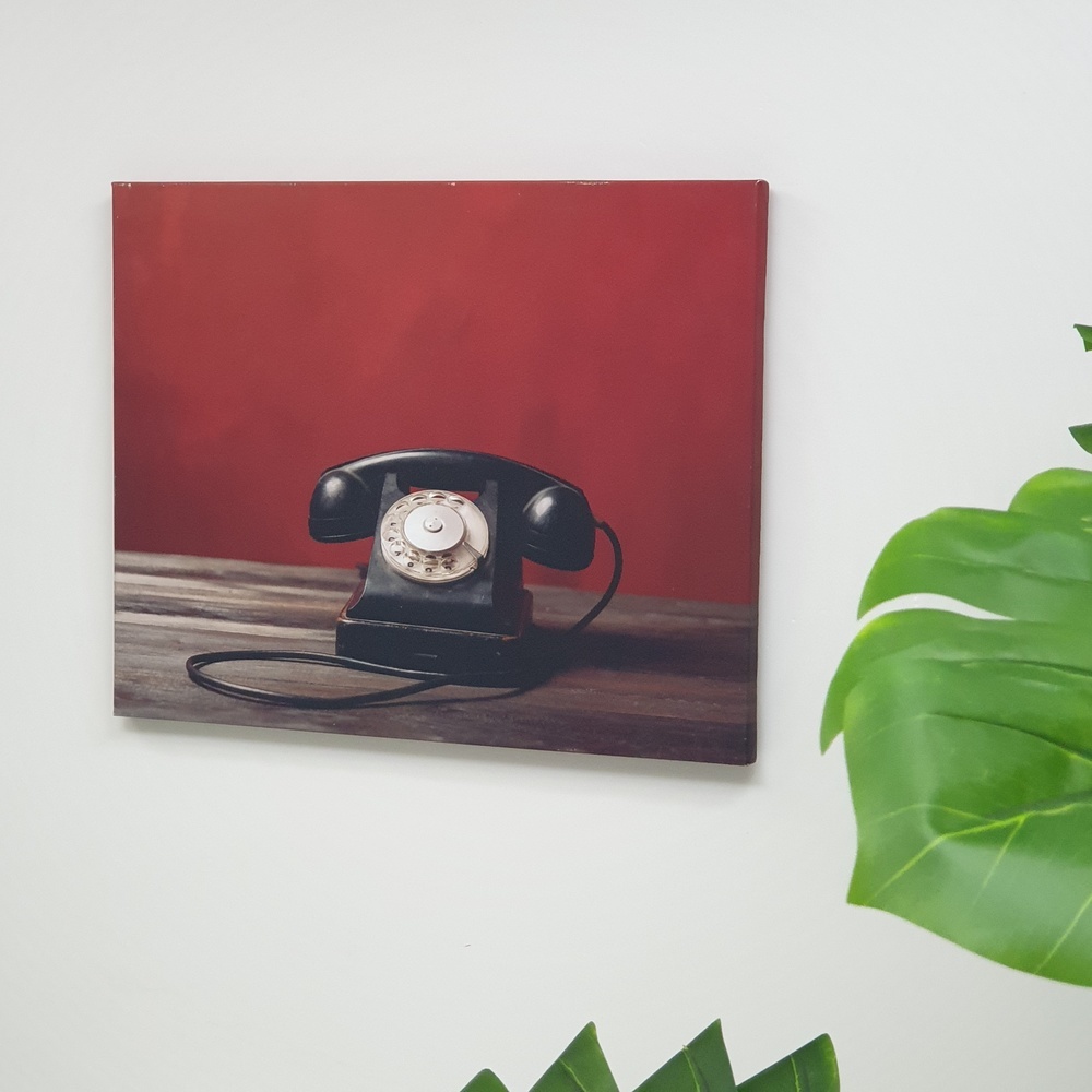 รูปภาพพิมพ์ผ้าใบ LoftVintage C5040-7 ขนาด 50x40ซม. (ก.xส.) NICE (โทรศัพท์ วินเทรดสีดำ)