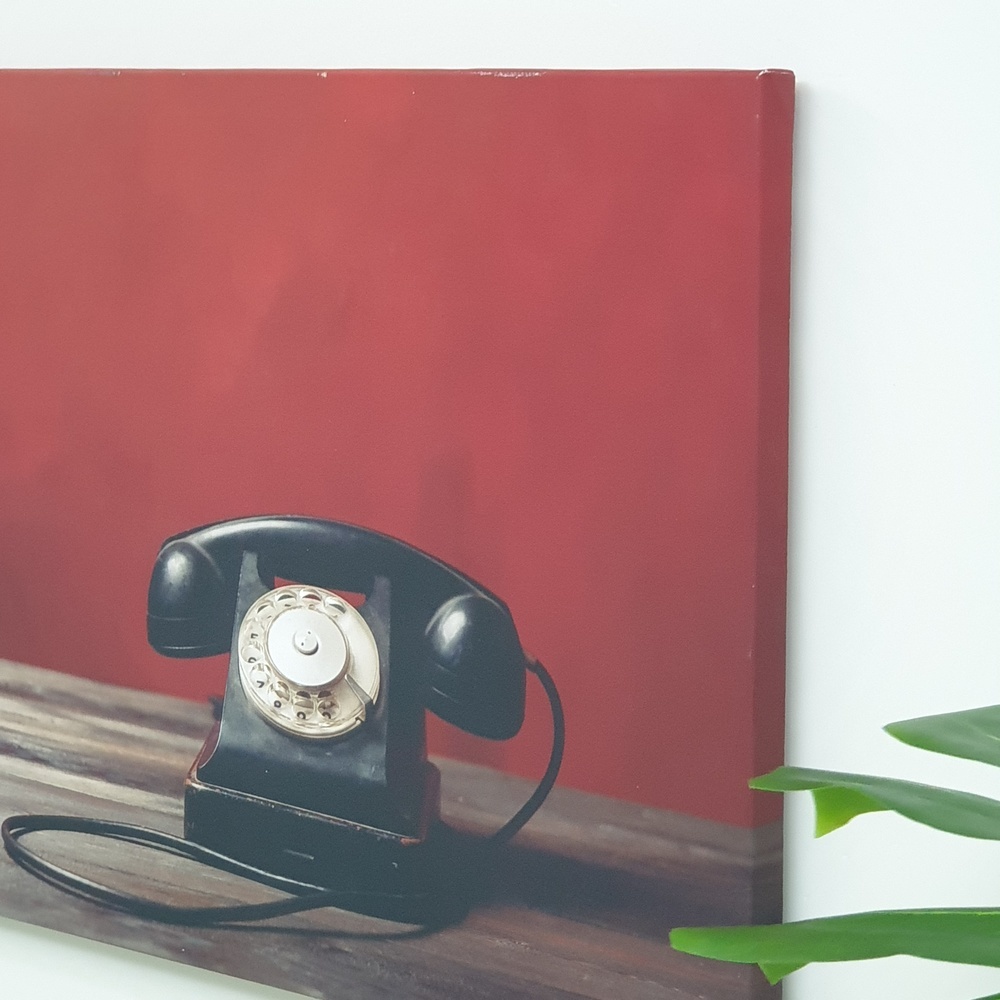 รูปภาพพิมพ์ผ้าใบ LoftVintage C5040-7 ขนาด 50x40ซม. (ก.xส.) NICE (โทรศัพท์ วินเทรดสีดำ)