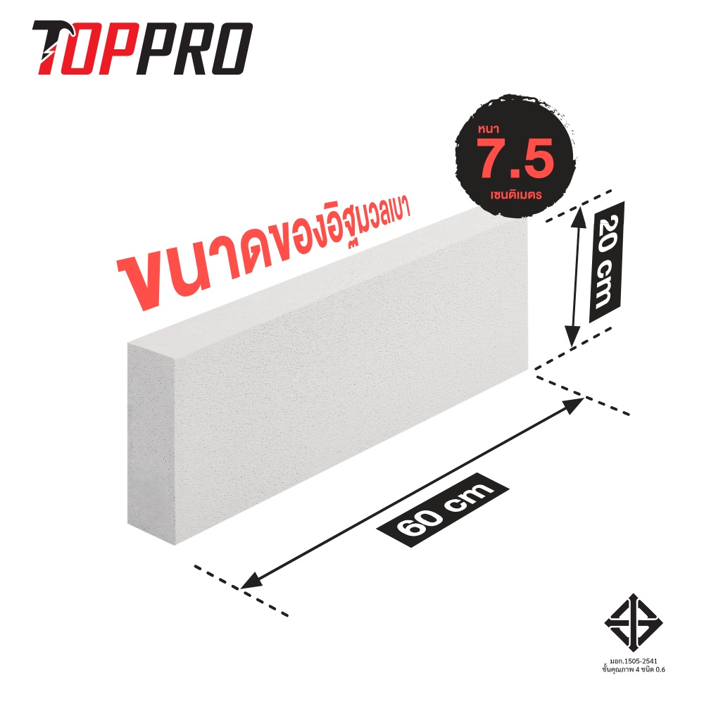 MOOLAR อิฐมวลเบา ขนาด 20x60x7.5ซม.