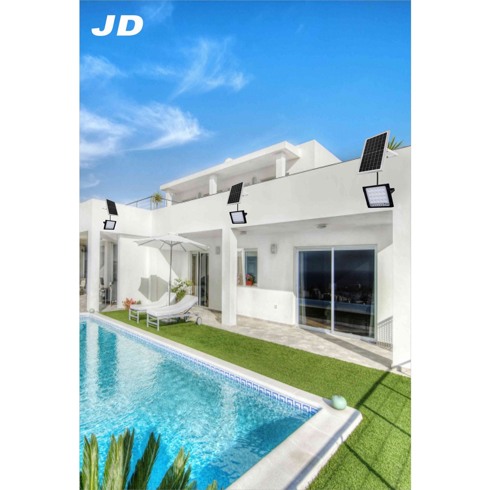 JD โคมไฟสปอร์ตไลท์โซลาร์เซลล์ 20W พร้อมรีโมท รุ่นJTGD-8820W+รีโมท IP65 แสงวอร์มไวท์