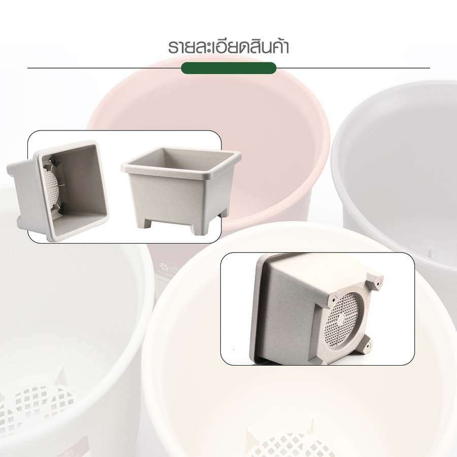 Tree’ O กระถางต้นไม้ รุ่น PY-2008WT ขนาด 27.6 x 27.6 x 19 ซม. (12นิ้ว) สีขาว