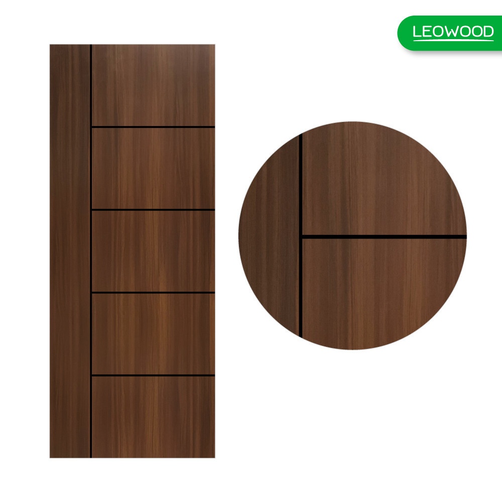 LEOWOOD ประตู iDoor Premium S6 ลาย 06 สี Walnut ขนาด 35x90x200 ซม.