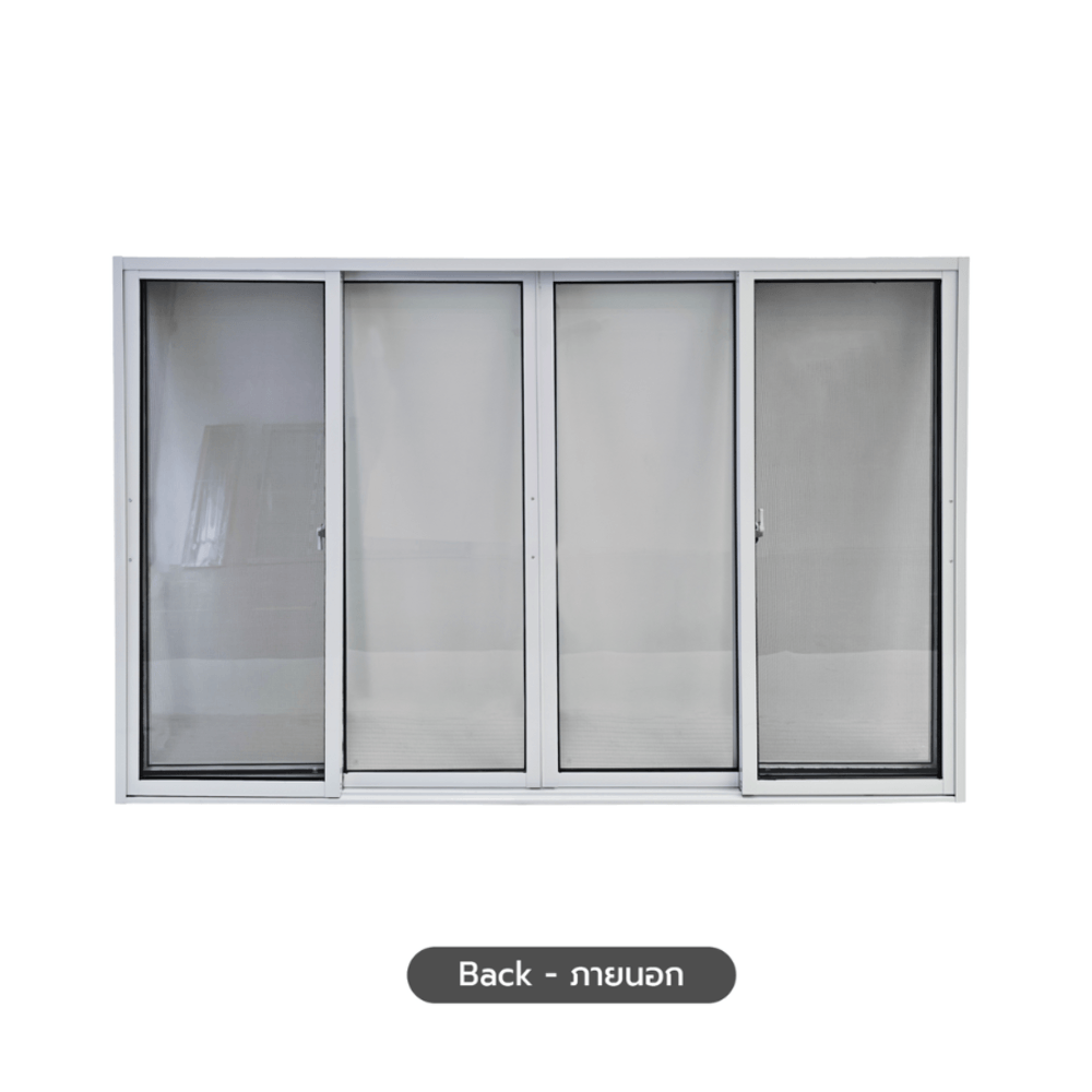 WELLINGTAN (vista) หน้าต่างอะลูมิเนียม บานเลื่อน FSSF P-TLC2415 240x150ซม. สีขาว พร้อมมุ้ง