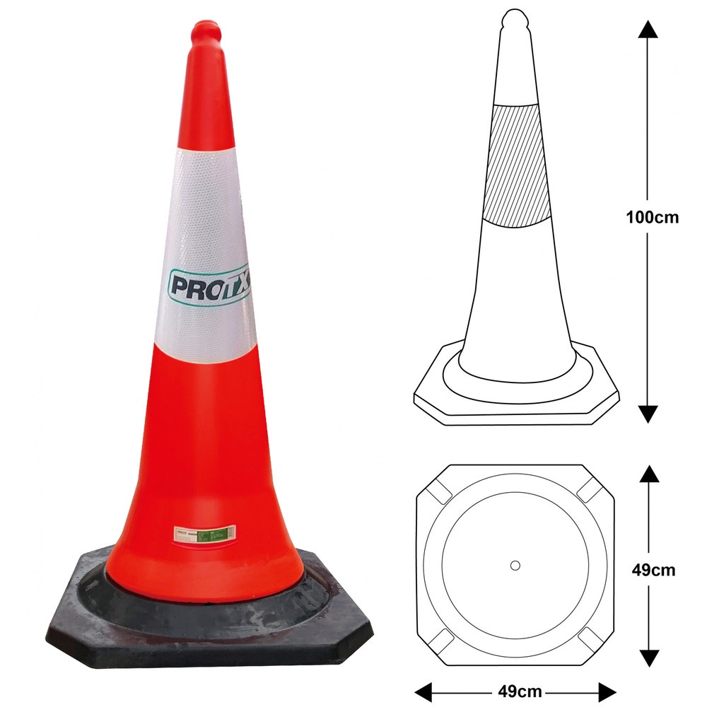 PRO-TX กรวยจราจร PVC รุ่น DTRC852 สีส้ม ขนาด 100 ซม.