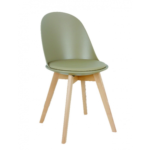 Pulito เก้าอี้พลาสติกเบาะหนังขาไม้ PP-692-01-GR03 ขนาด 55.5x46.5x86ซม. สีเบจ