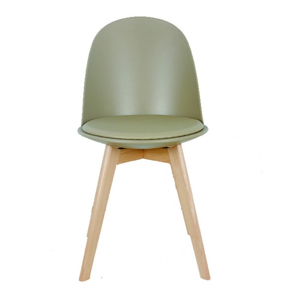 Pulito เก้าอี้พลาสติกเบาะหนังขาไม้ PP-692-01-GR03 ขนาด 55.5x46.5x86ซม. สีเบจ