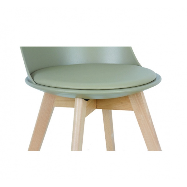 Pulito เก้าอี้พลาสติกเบาะหนังขาไม้ PP-692-01-GR03 ขนาด 55.5x46.5x86ซม. สีเบจ