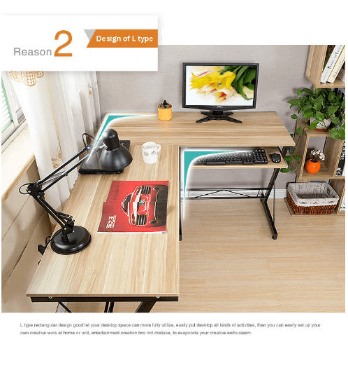 SMITH โต๊ะทำงาน รุ่นHD001 ขนาด120x158x73ซม. สีไวท์เมเปิล