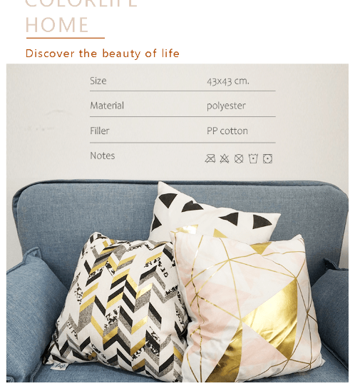 COZY หมอนอิง ขนาด 43×43×8ซม. รุ่น CY14 สีดำ-ทอง