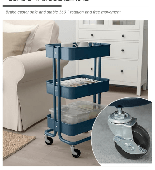 DELICATO รถเข็น 3 ชั้น BUTLER รุ่น BT01 35.3x42.6x75.9ซม. สีน้ำเงินเข้ม