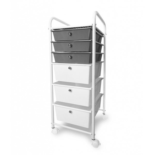 GOME ชั้นลิ้นชักพลาสติก 6 ชั้น ORGANIZER ขนาด 32.5x38.5x84ซม.รุ่น DMJ03 สีขาว-เทา