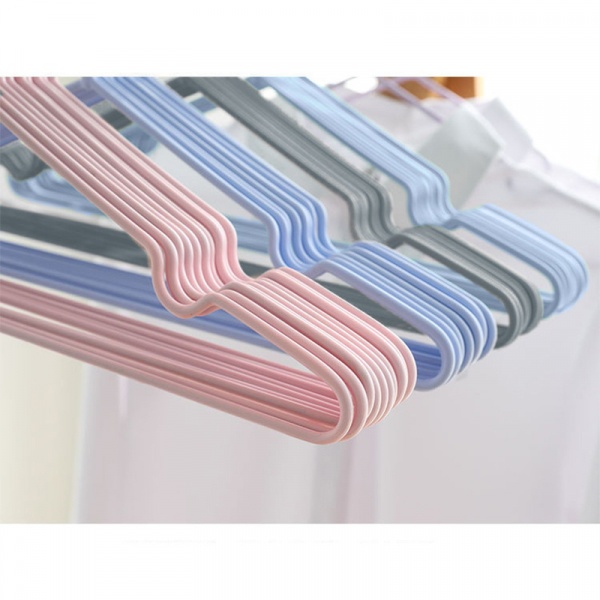 SAKU ไม้แขวนเสื้อเหล็กเคลือบกันลื่น รุ่น AN102 ขนาด 40.5x21x0.3ซม. สีชมพู แพ็ค 10 ชิ้น