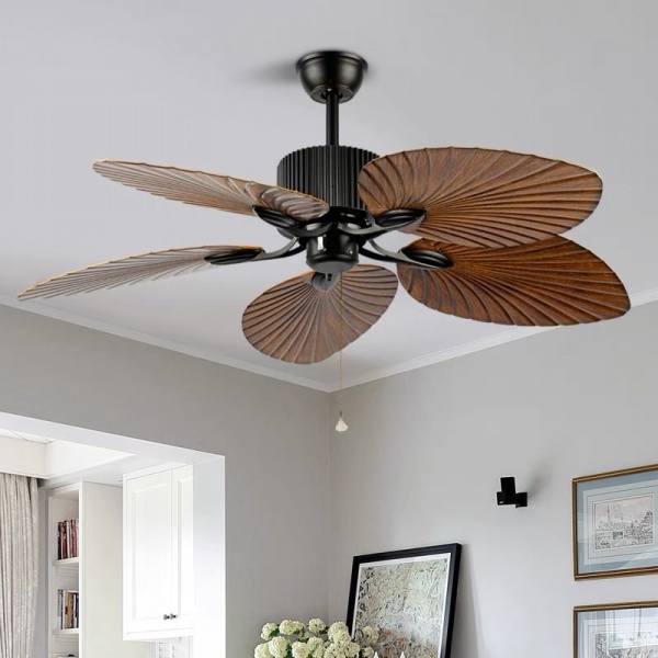 EILON พัดลมเพดานหรูหรา 5 ใบพัด 52" มีโซ่ดึง รุ่น 48DY-504WN-1L สีไม้เข้ม