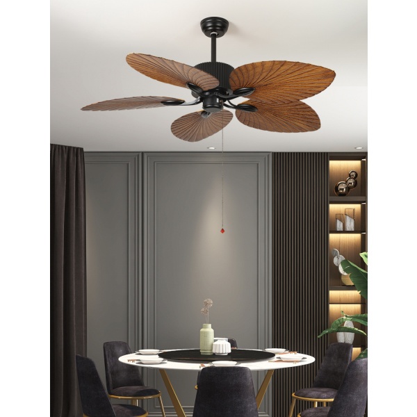 EILON พัดลมเพดานหรูหรา 5 ใบพัด 52" มีโซ่ดึง รุ่น 48DY-504WN-1L สีไม้เข้ม