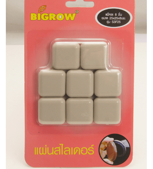 BIGROW เฟอร์นิเจอร์สไลเดอร์ทรงสี่เหลี่ยม ขนาด 25*25*8มม. รุ่น S3F25 สีครีม