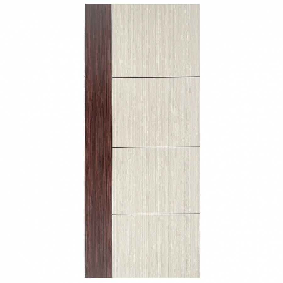WELLINGTAN ประตู WPC รุ่น WPC-05 (สำหรับใช้ภายใน) บานทึบเซาะร่องดำ ขนาด 80x200 ซม. สีBlack walnut & Brown Oak (ไม่เจาะลูกบิด)