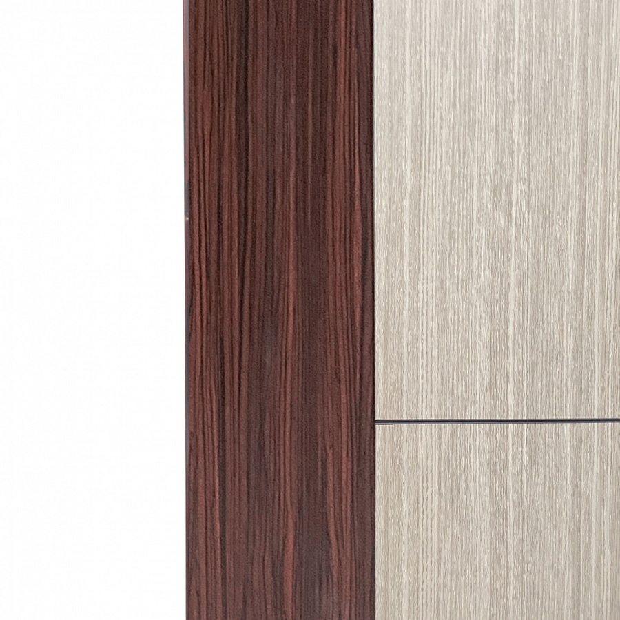 WELLINGTAN ประตู WPC รุ่น WPC-05 (สำหรับใช้ภายใน) บานทึบเซาะร่องดำ ขนาด 80x200 ซม. สีBlack walnut & Brown Oak (ไม่เจาะลูกบิด)