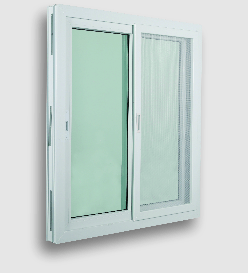 WELLINGTAN หน้าต่างไวนิล บานเลื่อน SS SWG1011 L1 100x110ซม. สีขาว พร้อมมุ้ง