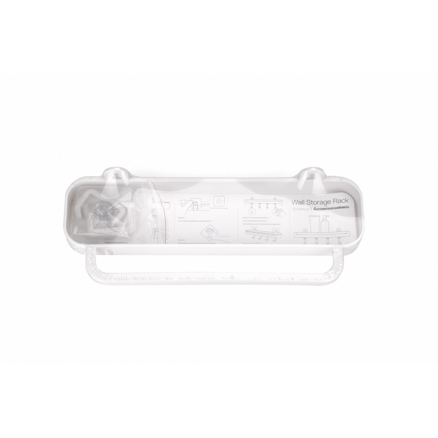KOJI DIY ชั้นวางพร้อมตะขอติดผนัง รุ่น 2EXC008-WH ขนาด 12x31.5x8 cm. สีขาว