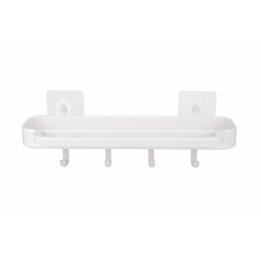 KOJI DIY ชั้นวางพร้อมตะขอติดผนัง รุ่น 2EXC008-WH ขนาด 12x31.5x8 cm. สีขาว