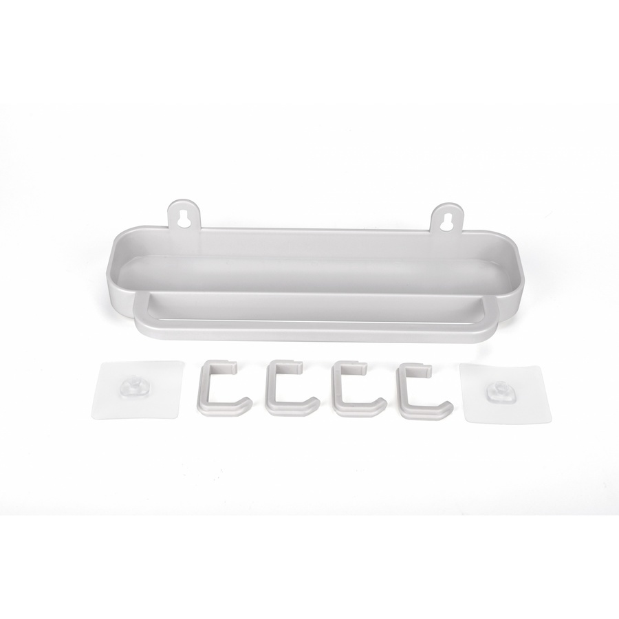 KOJI DIY ชั้นวางพร้อมตะขอติดผนัง รุ่น 2EXC008-GY ขนาด 12x31.5x8 cm. สีเทา