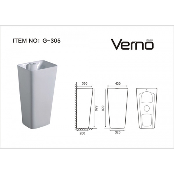 Verno อ่างล้างหน้าแบบตั้งพื้น *ไม่รวมก๊อกน้ำ* รุ่น เทียน่า G-305
