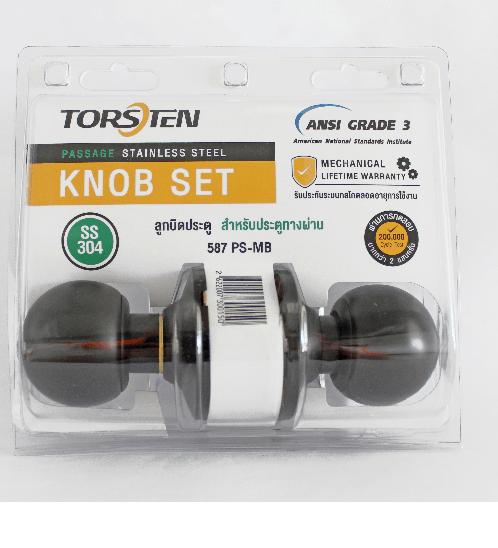 TORSTEN ลูกบิดทางผ่าน สเตนเลส-304 รุ่น TTJ587-K304-MB สีดำ