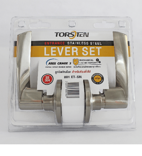 TORSTEN มือจับก้านโยกห้องทั่วไป สเตนเลส-304 ฝากลม รุ่น 801 ET-SN สีซาติน นิเกิล
