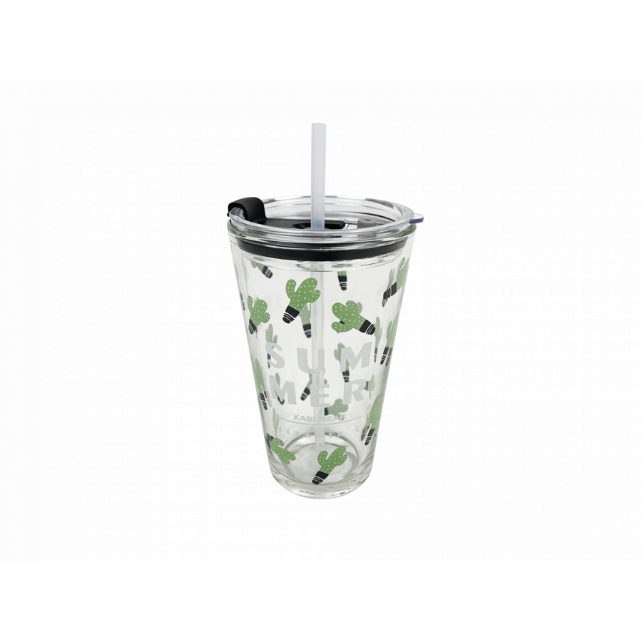 AILO แก้วน้ำพร้อมหลอดดูด 450มล. CACTUS