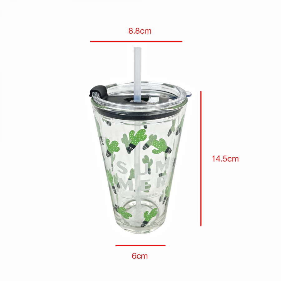 AILO แก้วน้ำพร้อมหลอดดูด 450มล. CACTUS