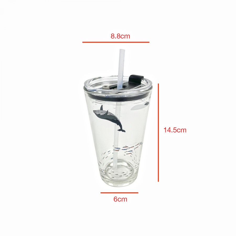 AILO แก้วน้ำพร้อมหลอดดูด 450มล. DOLPHIN