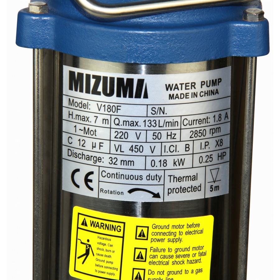 MIZUMA ปั้มจุ่มสเตนเลสพร้อมลูกลอย 180W 0.25Hp รุ่น V180E