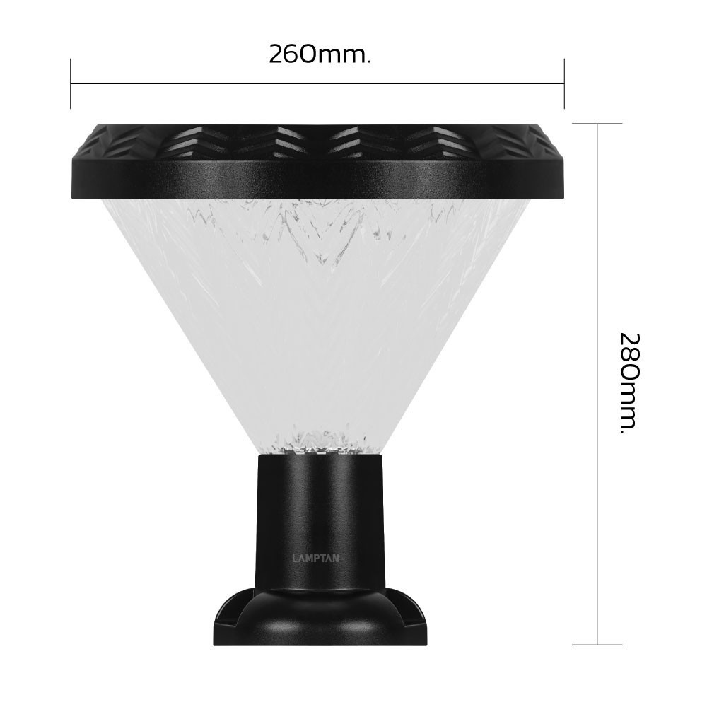 LAMPTAN โคมไฟหัวเสาโซลาร์เซลล์ LED 40W รุ่นเรนโบว์ CCT+RGB
