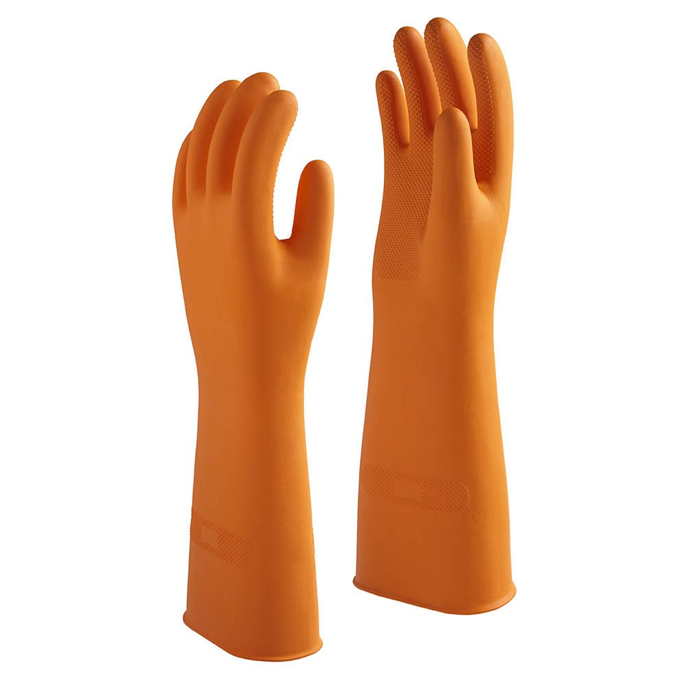 STRONG MAN ถุงมือยางหนาพิเศษ ทนสารเคมี Size L ยาว 16 นิ้ว รุ่น HEAVY DUTY สีส้ม