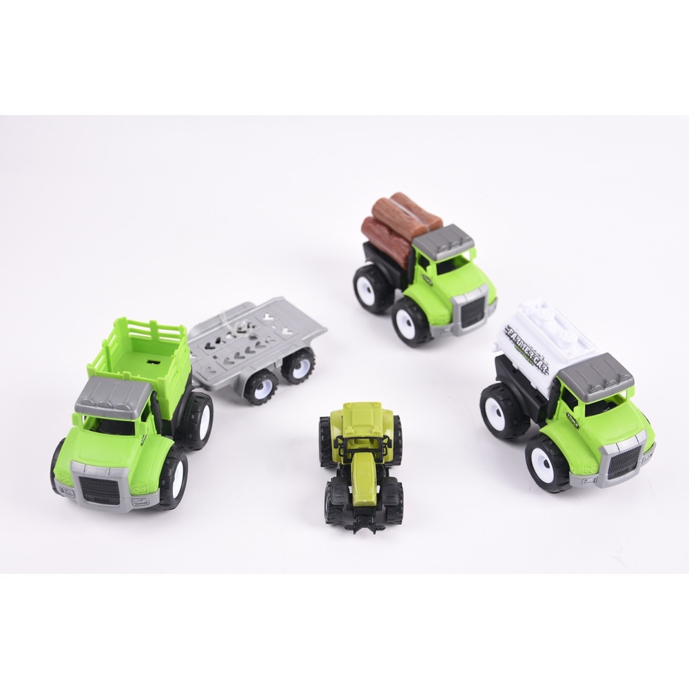 TOYS ของเล่นชุดรถบรรทุกขนรถเกษตร บรรจุ4คัน สีเขียว#9932-60A(29x9x37.5ซม.)