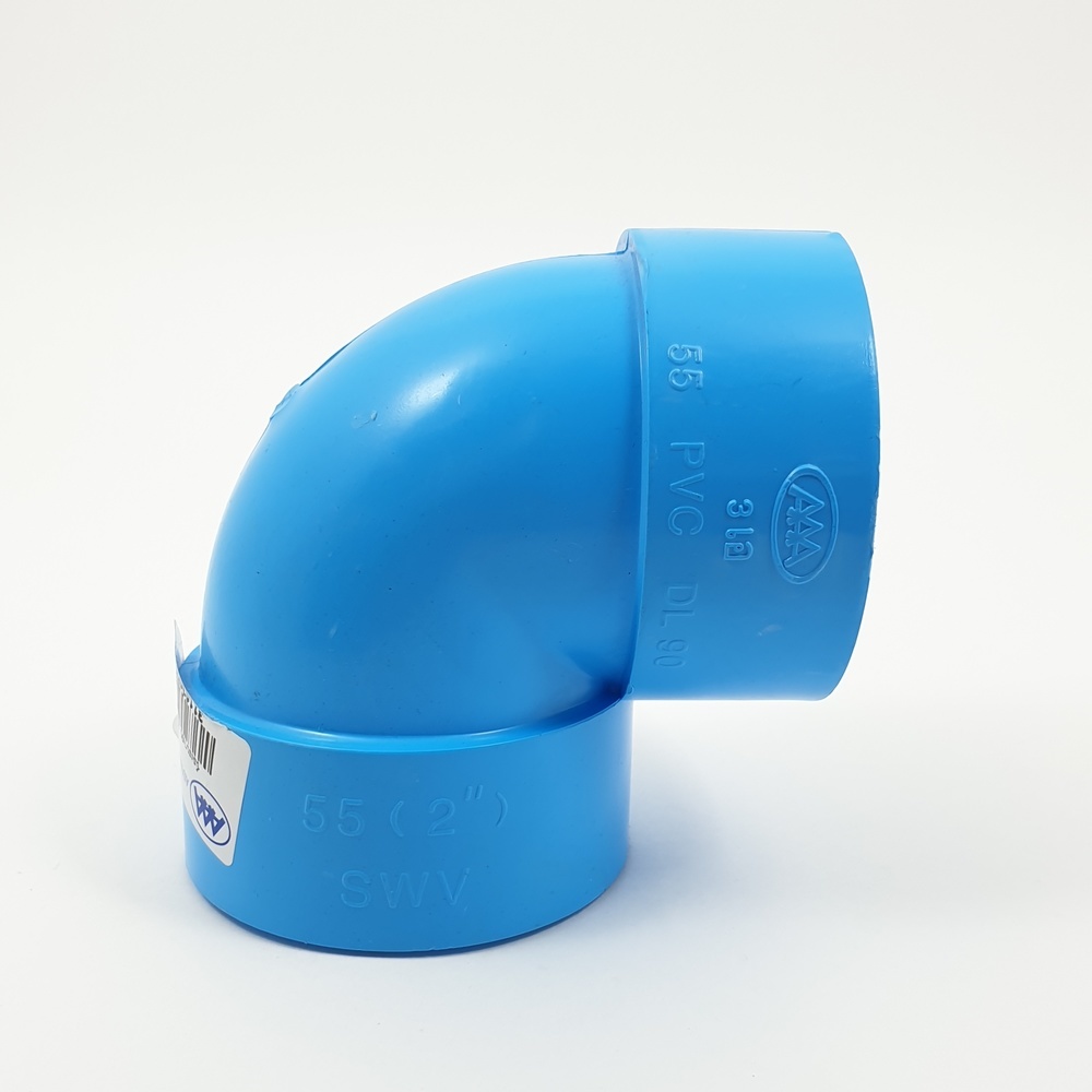 AAA ข้องอ 90 บาง 2"(55) ชั้น 8.5 สีฟ้า