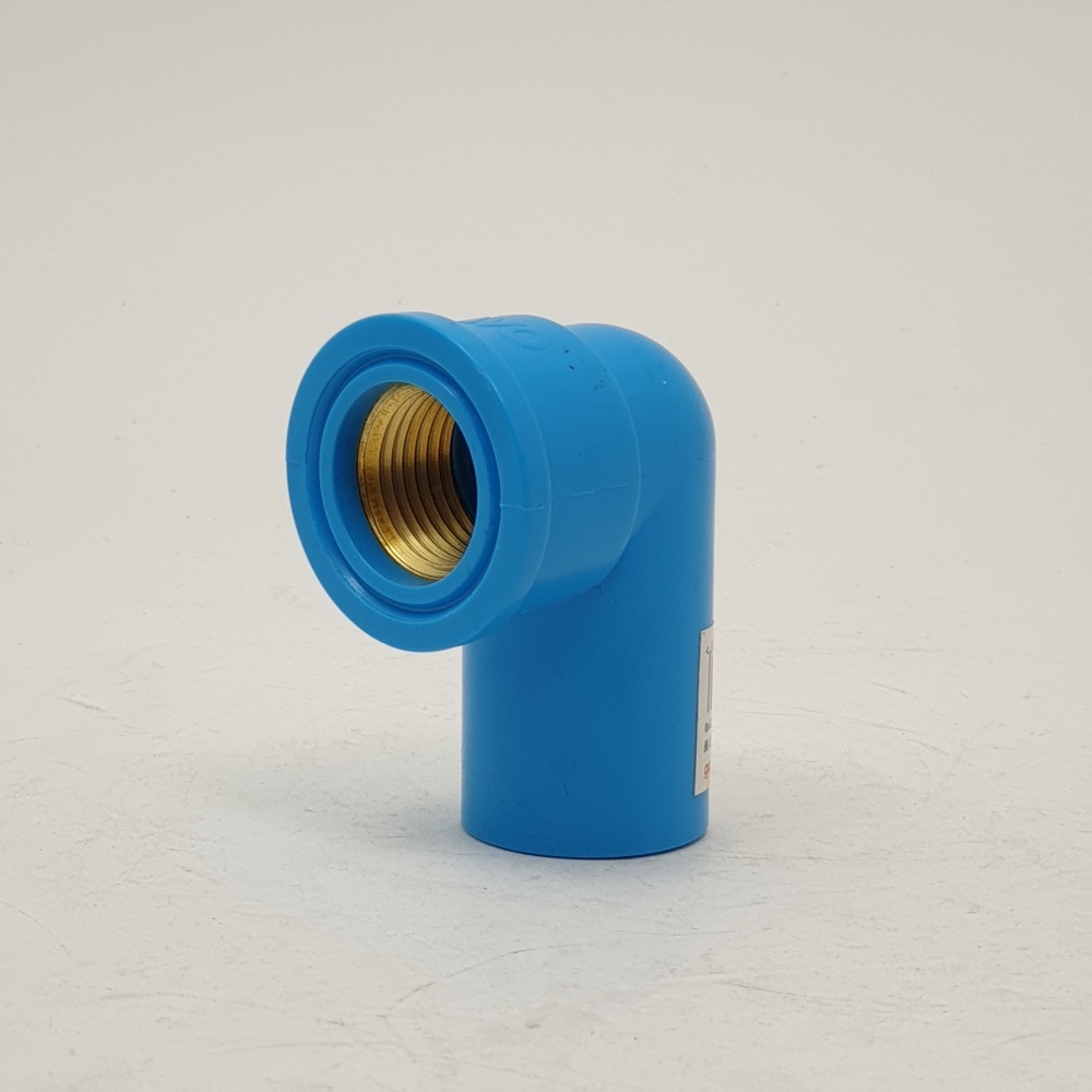 VAVO ข้องอ 90 เกลียวใน ทองเหลือง หนา 1/2"(18) สีฟ้า