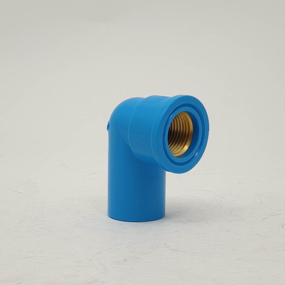 VAVO ข้องอ 90 เกลียวใน ทองเหลือง หนา 1/2"(18) สีฟ้า