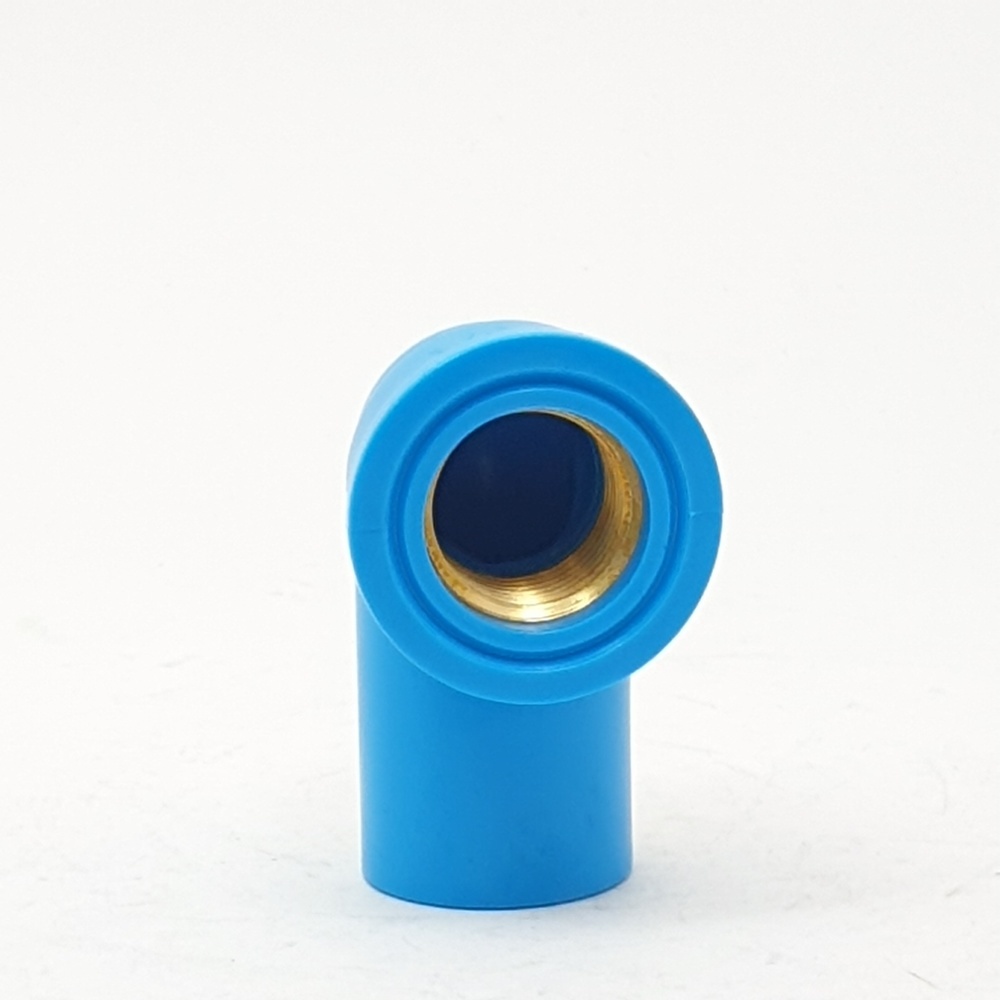 VAVO ข้องอ 90 เกลียวใน ทองเหลือง หนา 1/2"(18) สีฟ้า